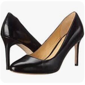 Cole Haan 'Bethany' Almond-Toe Pump – 85mm Black 100% Leather Heel Size 8